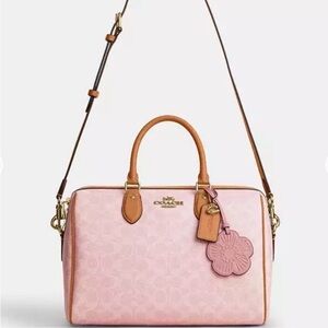 Coach Large Rowan Powder Pink and Tan Satchel